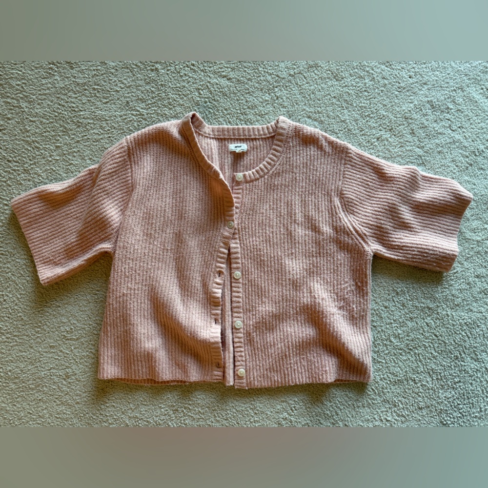 Aerie Blush Ribbed Cardigan